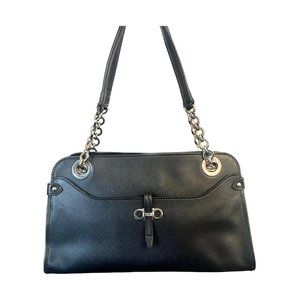 Vintage Ferragamo Shoulder Bag in Black Leather